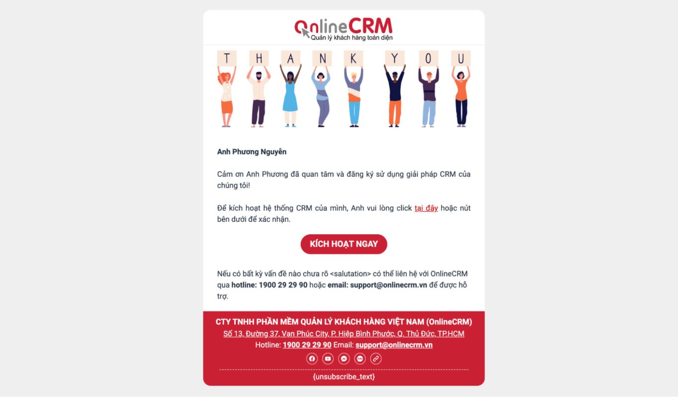 Loại email marketing chào mừng - Welcome Email